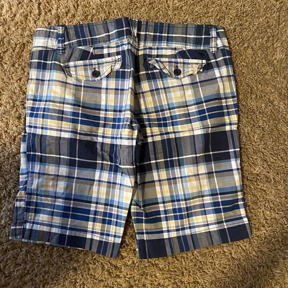 Abercrombie & Fitch blue/yellow plaid shorts sz 4 - Picture 2 of 3